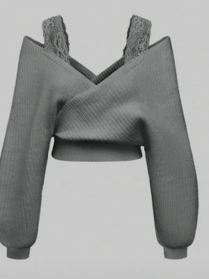 Grå of shoulder croppad tröja - Jag tyckte den inte passa mig så säljer den ist, aldrig använt den! Väldigt mjuk och ej stickig!