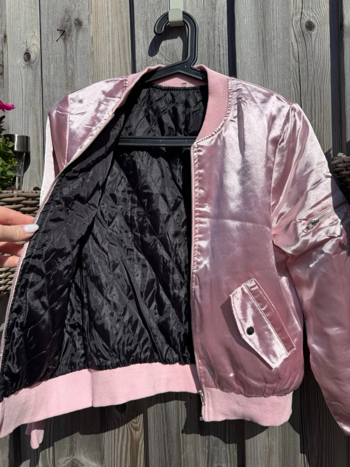 Rosa satin bomberjacka (XS) - 1