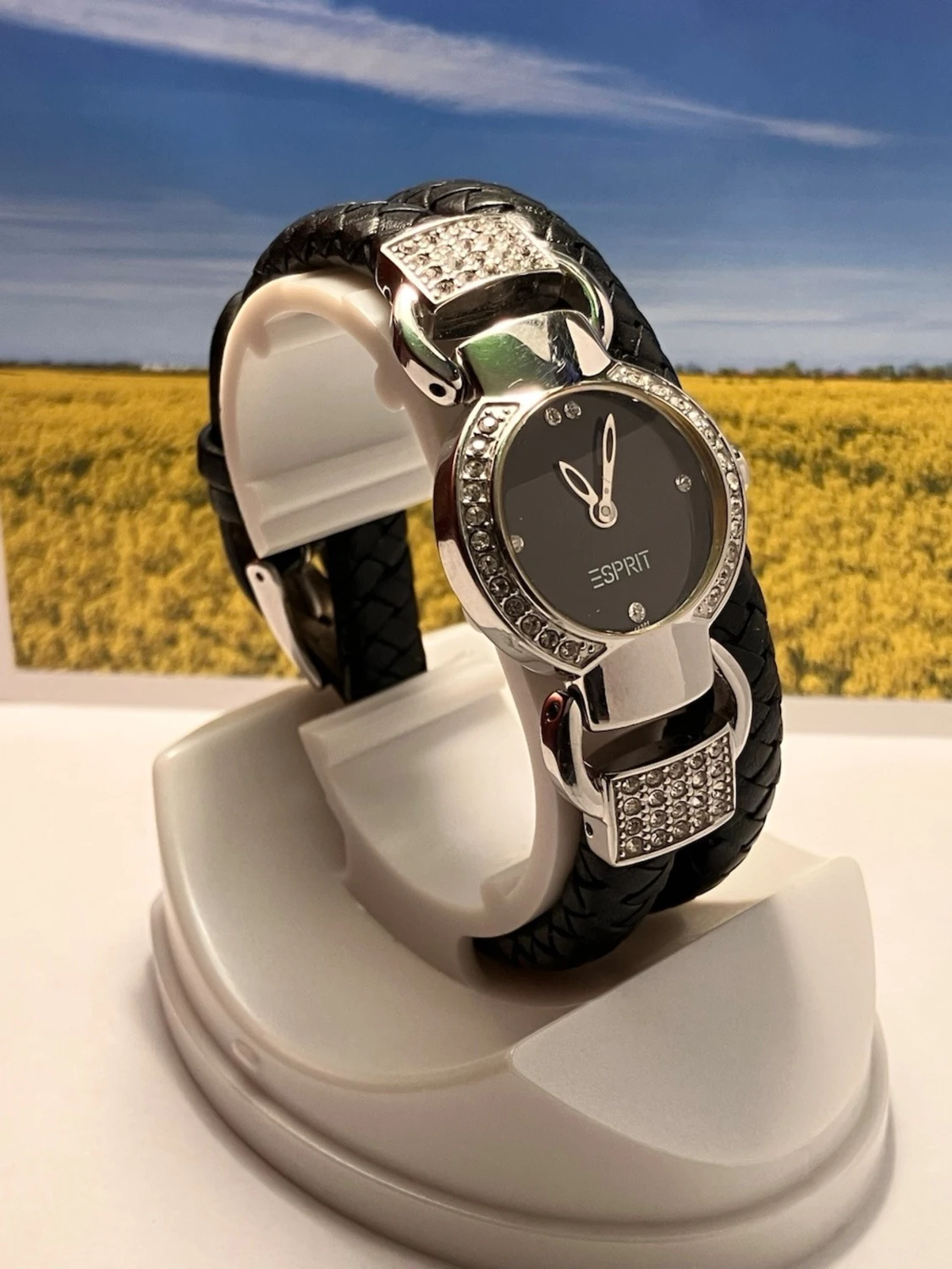 Esprit Damarmbandsur med svart flätat band - 4