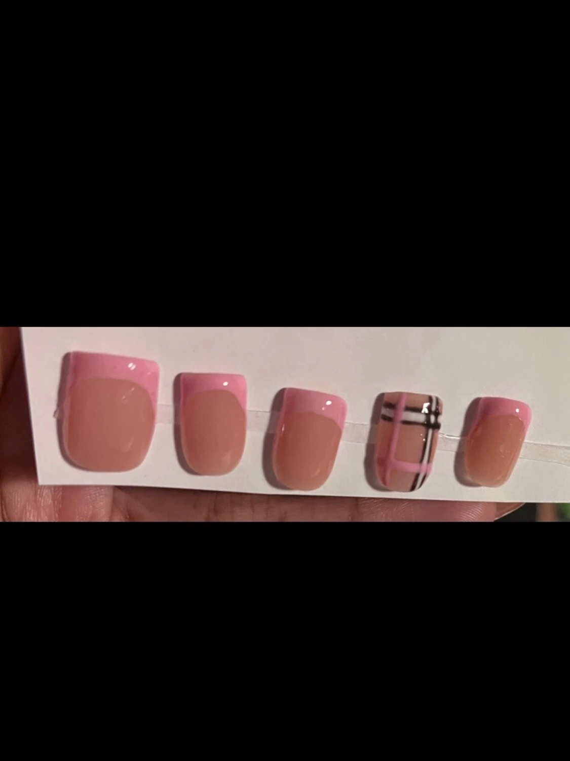 Press-on naglar rosa fransk design - 1