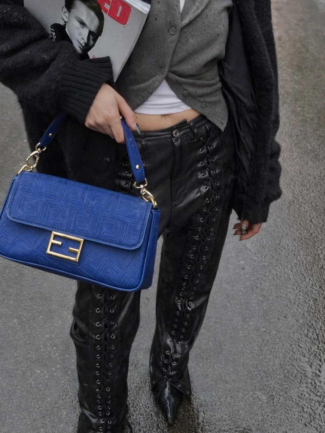 Blå handväska fendi vintage  - 3