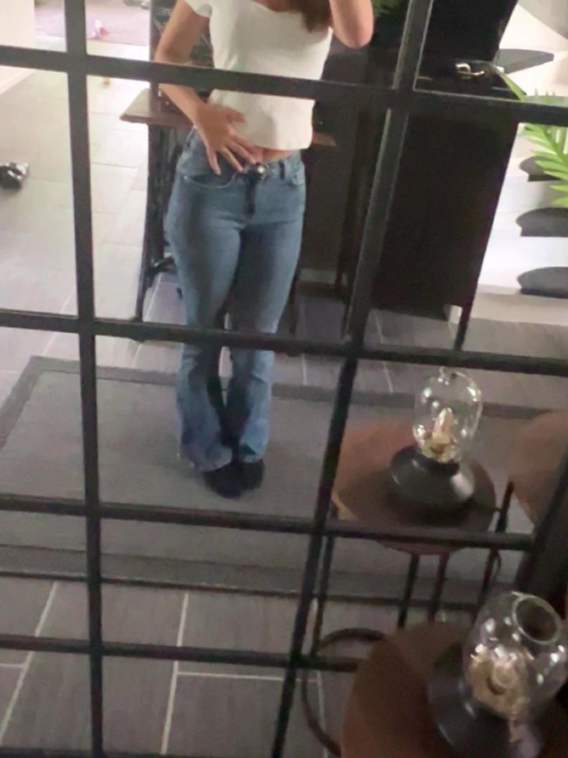 Blå bootcut jeans midwaist