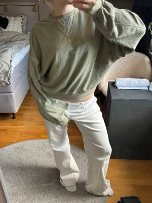 Oversized sweatshirt - Säljer en oversized ljusgrön sweatshirt med rund halsringning och ribbade muddar vid ärmslut och nederkant. Priset är diskuterbart vid snabb affär🥰