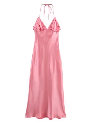 Rosa klänning i satin - Supersnygg rosa långklänning i satin 💕