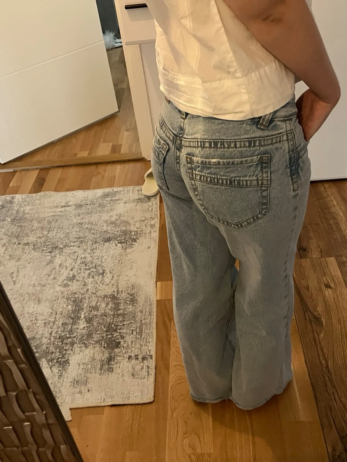 Ljusblå raka jeans med låg midja - 4