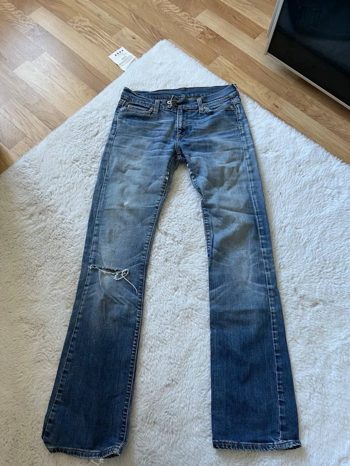 Blå lågmidjade bootcut jeans