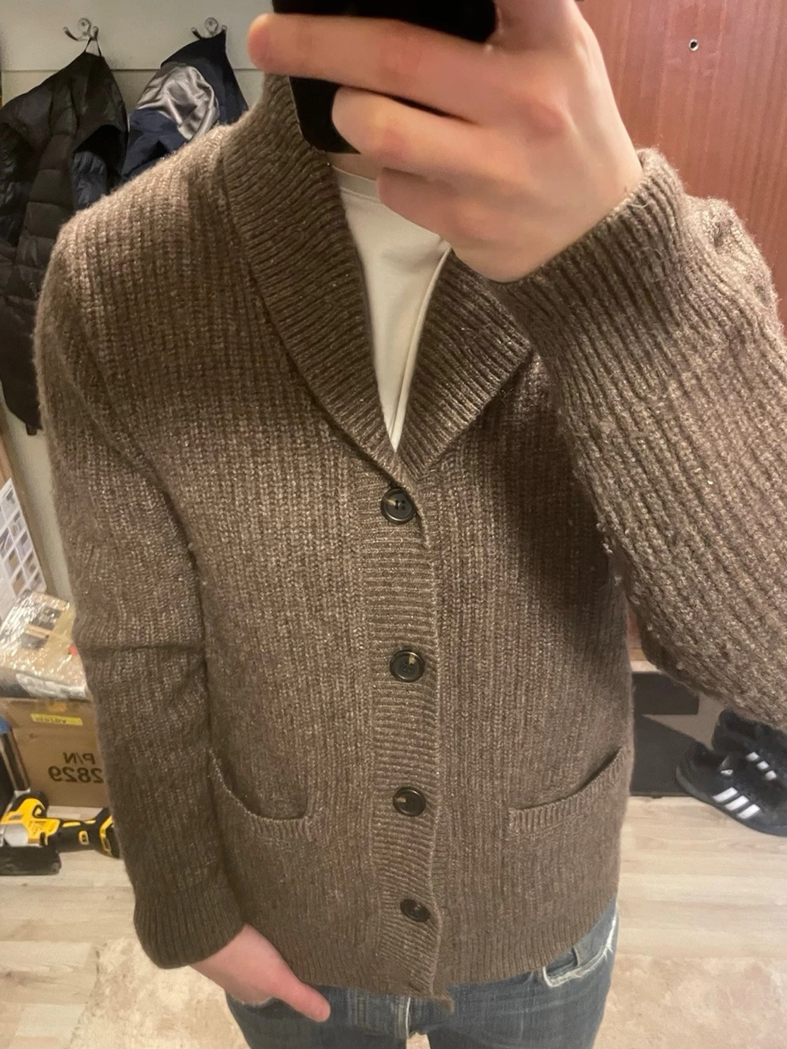 Brun stickad cardigan - 2