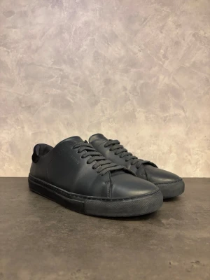 Axel Arigato Clean 90  - Säljer ett par stilrena svarta Axel Arigato Clean 90s. Skorna är gjorda i slätt läder med svart yttersula och har klassisk låg profil. Diskret logga på sidan och svart mockadetalj vid hälen. Perfekta för dig som gillar minimalistisk design. I bra skick utöver vanligt slitage! (Sulan är lite blekt)