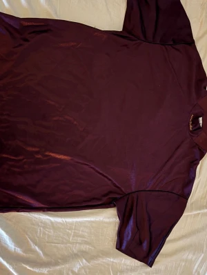 Vinröd t-shirt från Acne Studios - Säljer en vinröd t-shirt från Acne Studios i silke. diskret logga broderad i gult vid halsen. T-shirten har klassisk passform och korta ärmar. Perfekt för dig som gillar stilrena plagg med en lyxig touch . Använd 1 gång