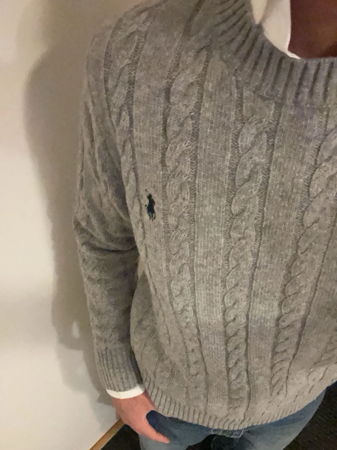 Grå kabelstickad tröja Polo Ralph Lauren