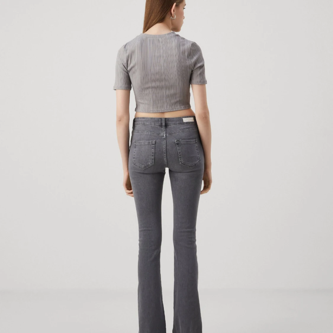 Grå flared Only jeans medelhög midja - 1
