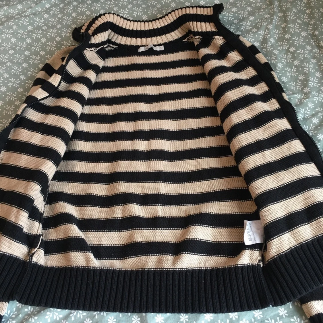 Vintage randig stickad kofta/ tröja/ polo, y2k/ cyber/ alt/ 2000s/ 00tal - 2