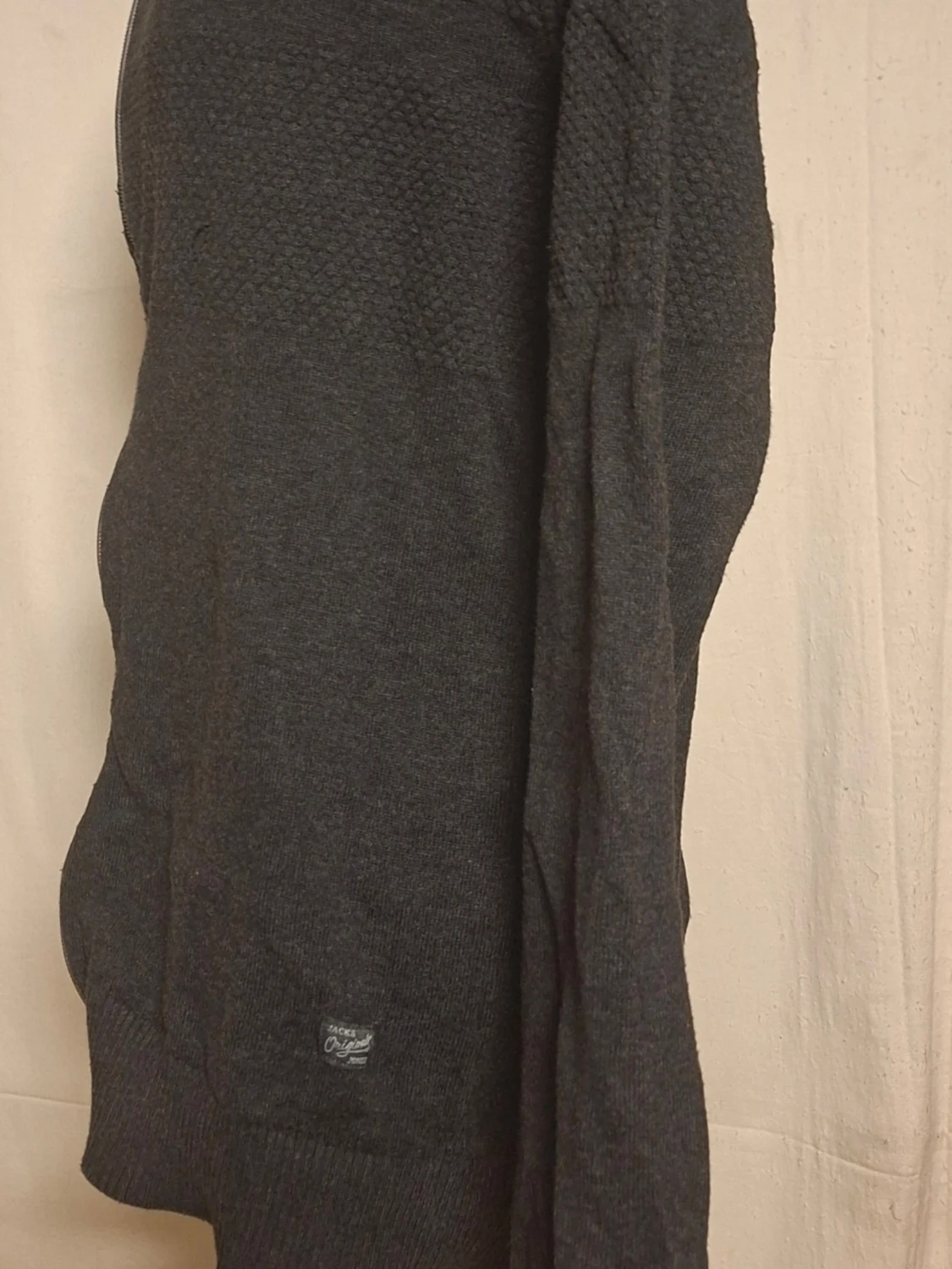 Grå jack & jones  cardigantröja med blixtlås - 2