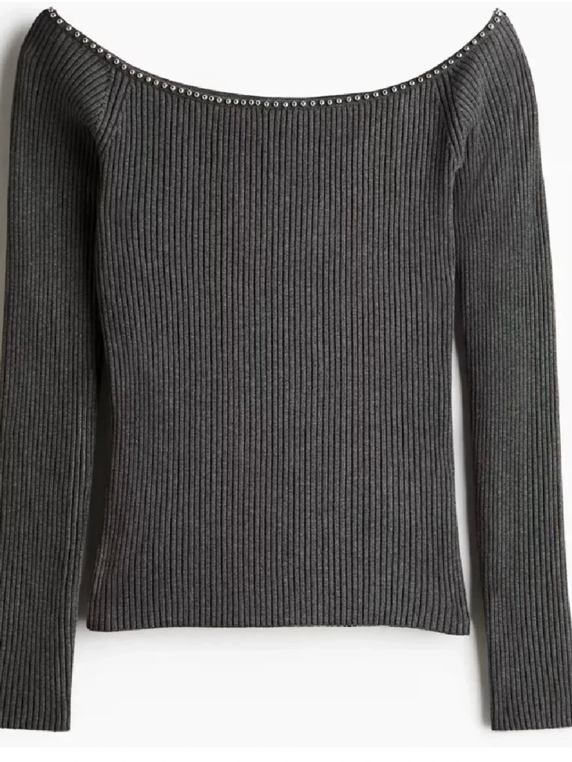 Mörkgrå off shoulder stickad tröja