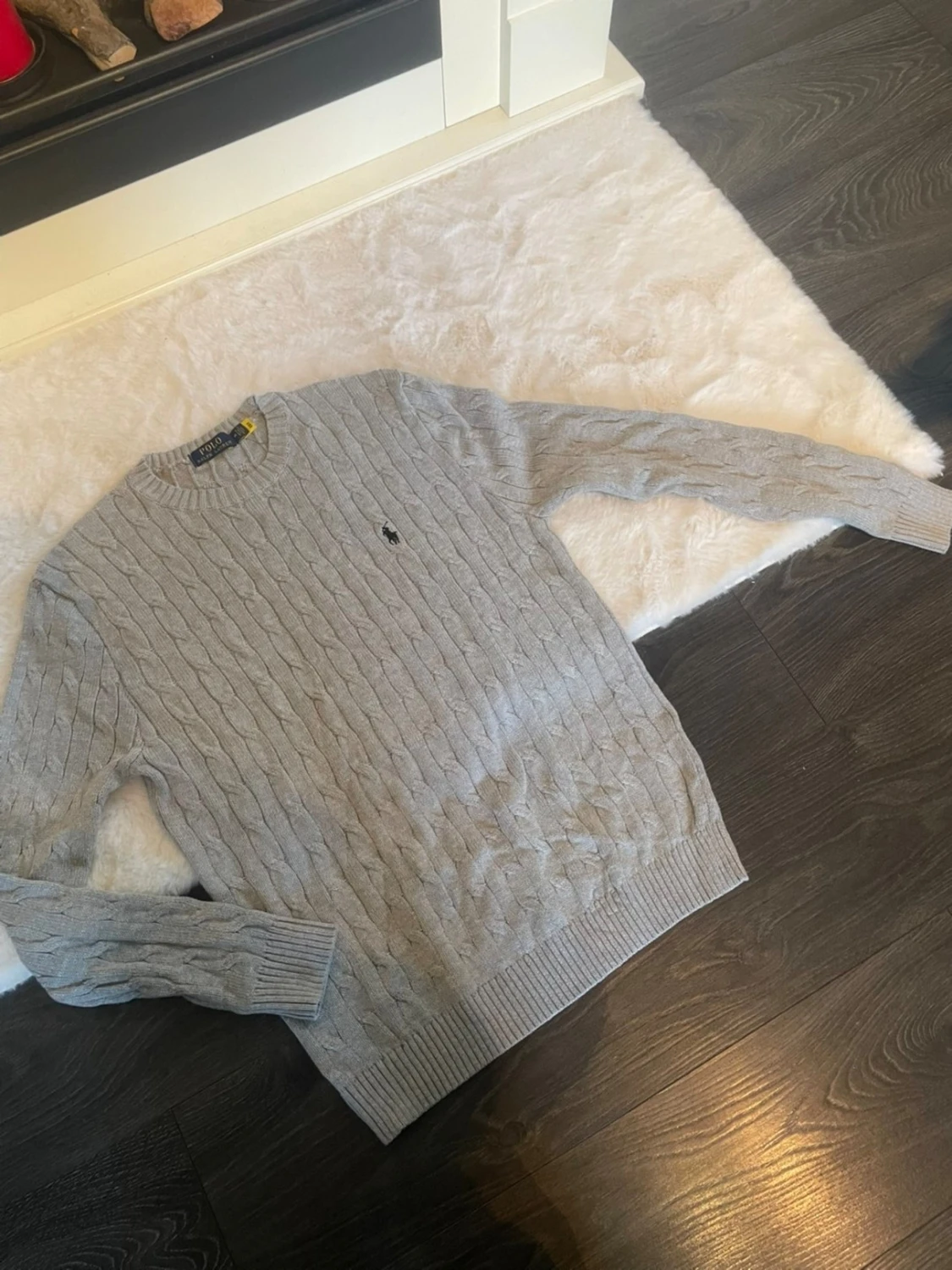 Grå kabelstickad tröja Polo Ralph Lauren