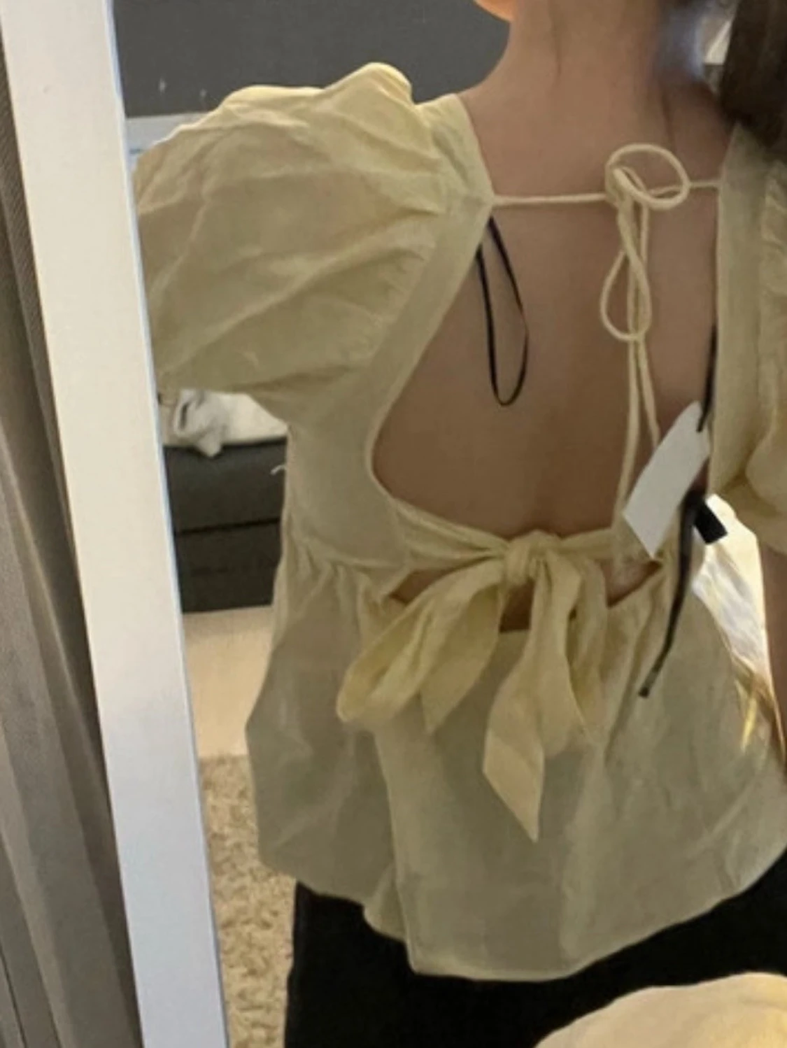 Ljusgul linne topp - 1