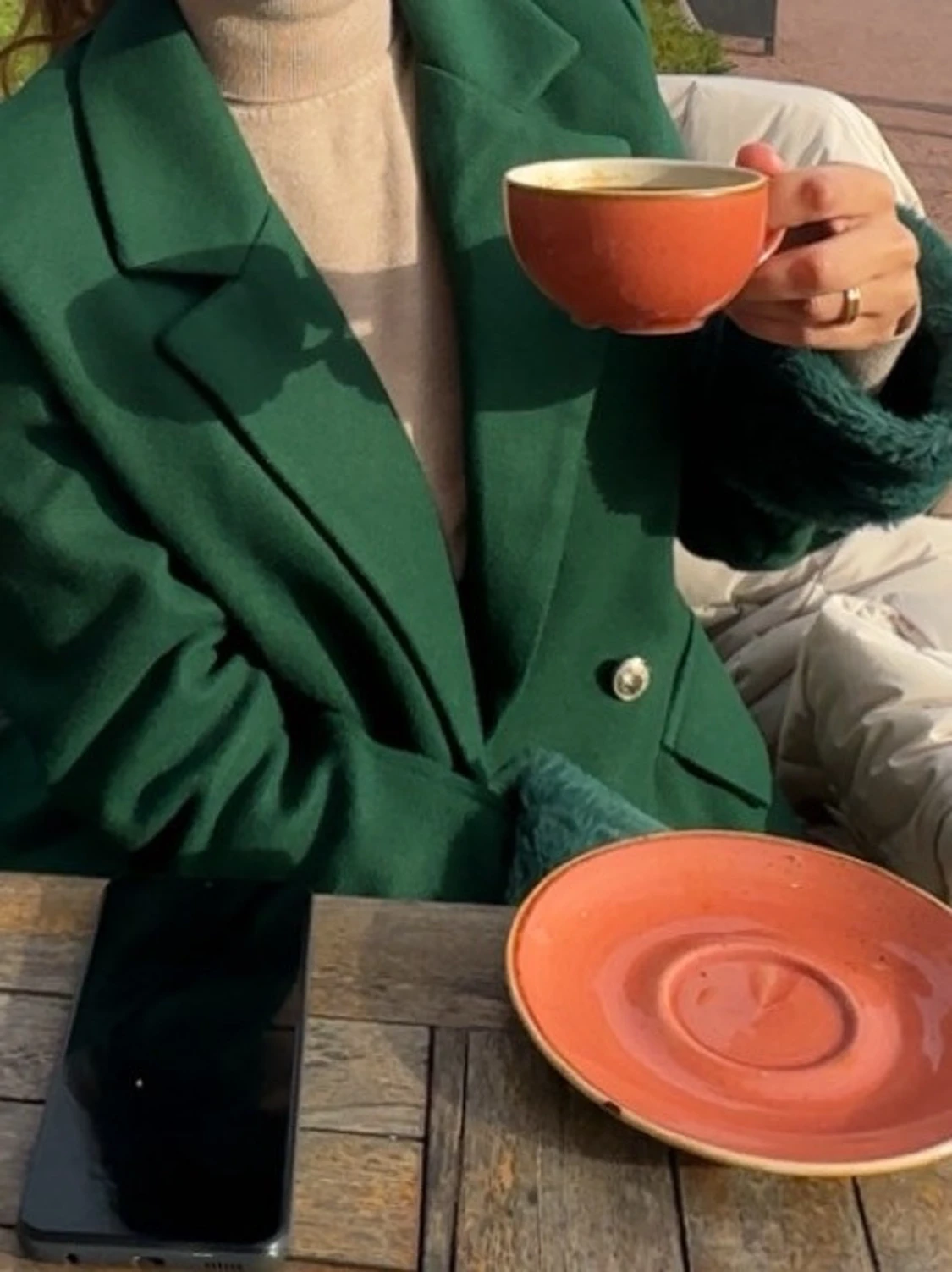 Grön kavaj med bred krage - 1