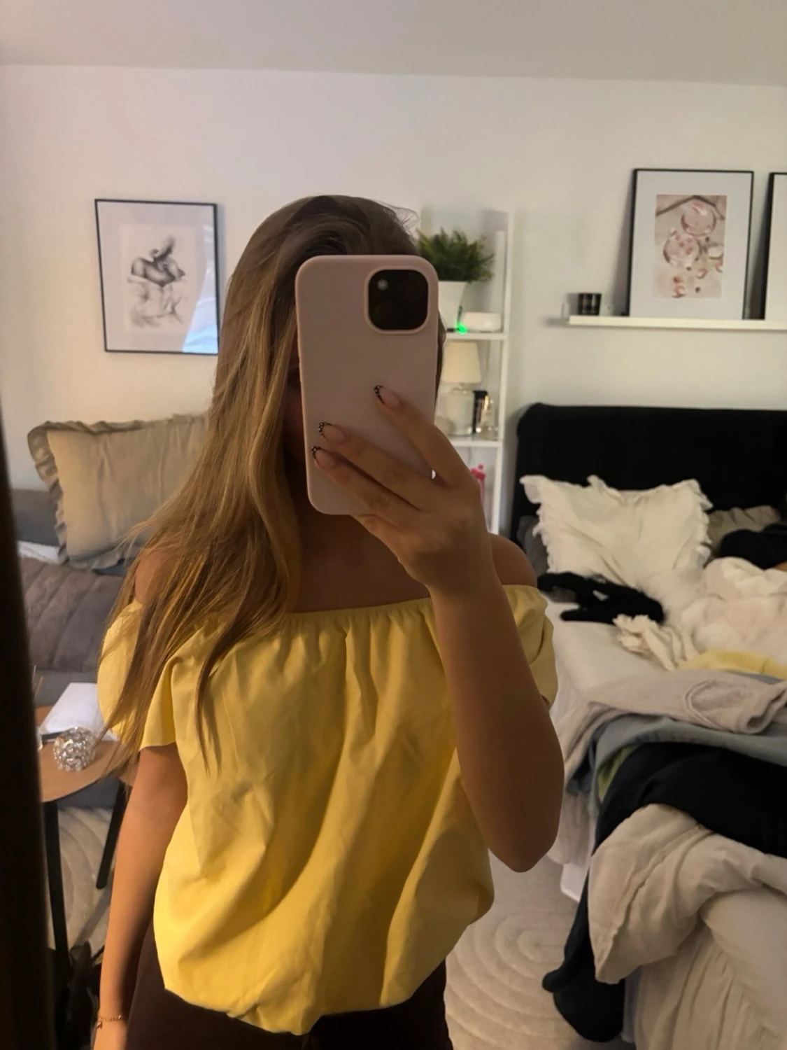 Gul offshoulder topp  - 1