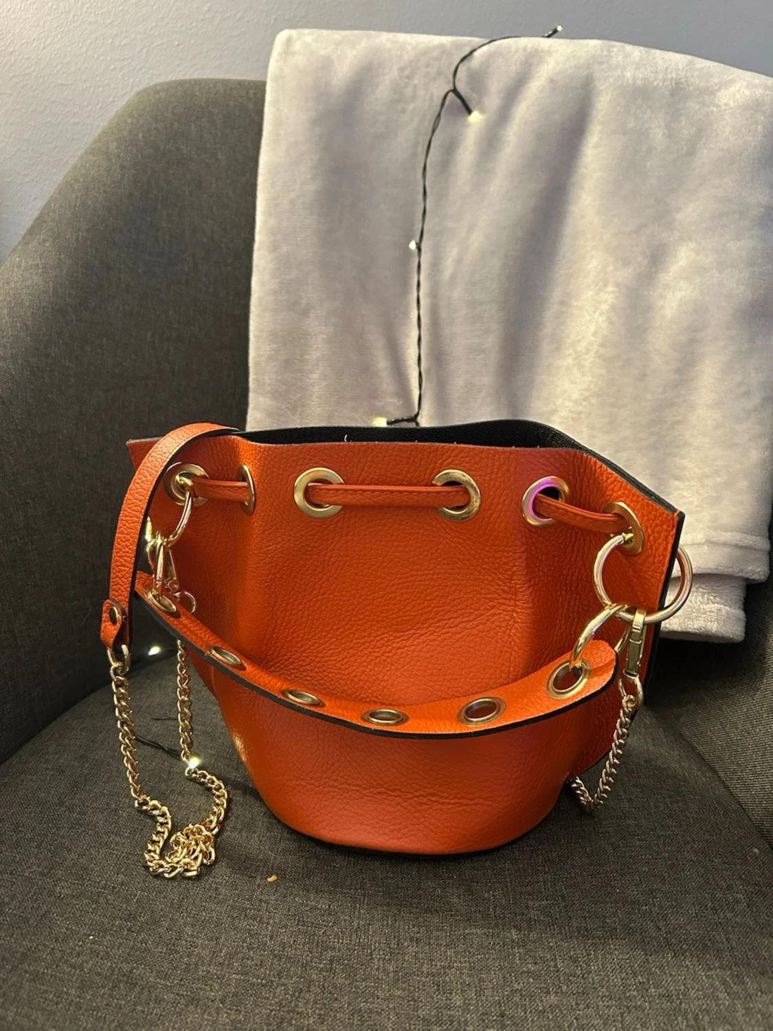 Orange Bucket bag väska