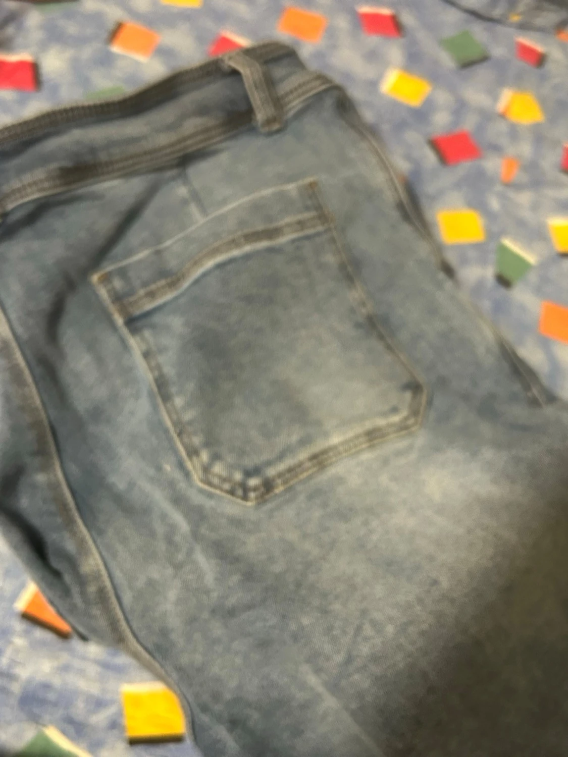 Blå raka jeans med hög midja - 3