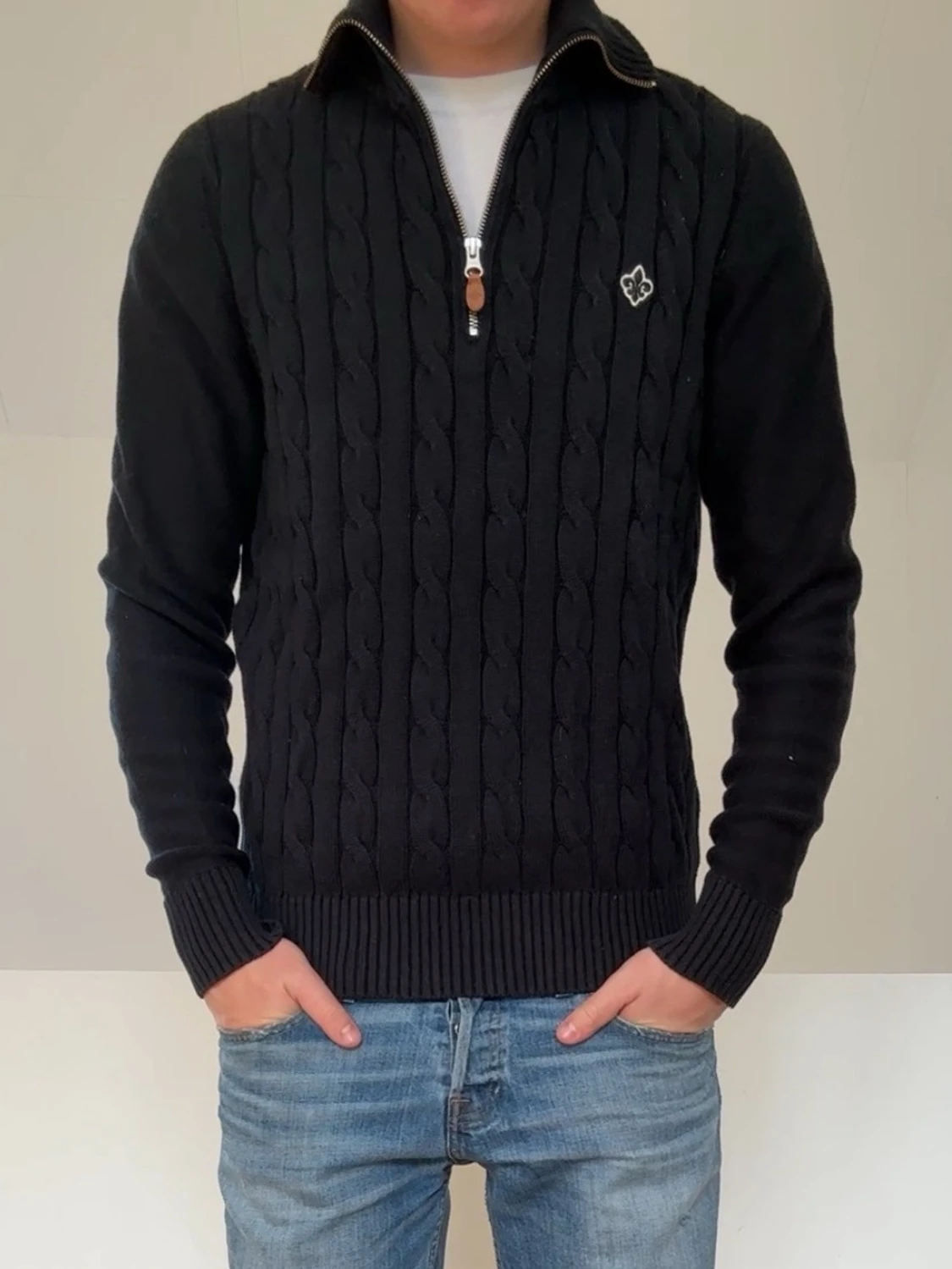 Morris Kabelstickad Half Zip - 2