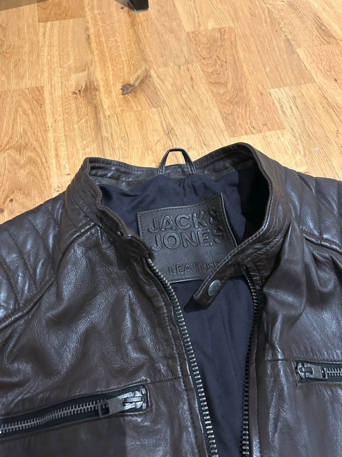 Mörkbrun skinnjacka Jack & Jones - 1