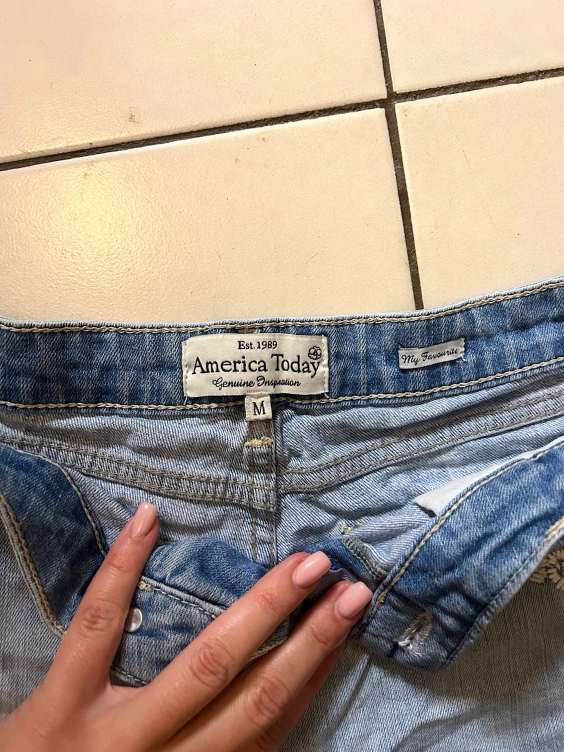 Lågmidajde jeans shorts  - 2