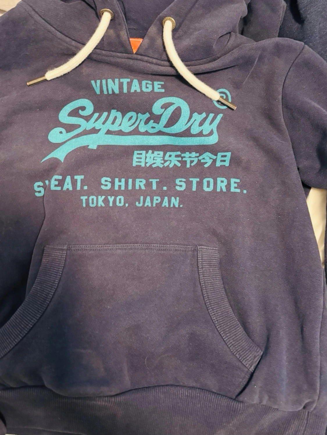 Mörkblå Superdry hoodie med tryck - 3