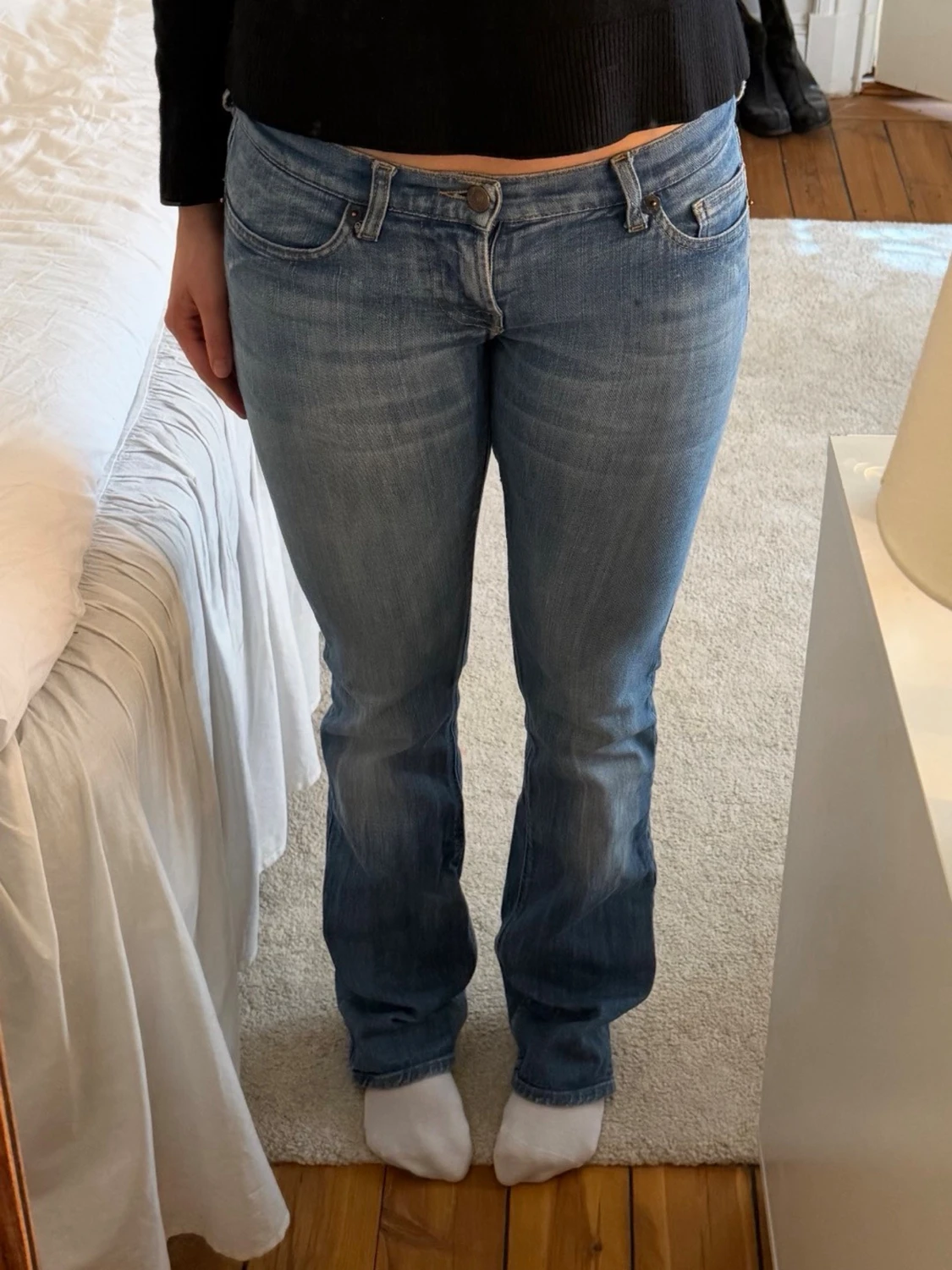 Blå bootcut jeans med låg midja - 3