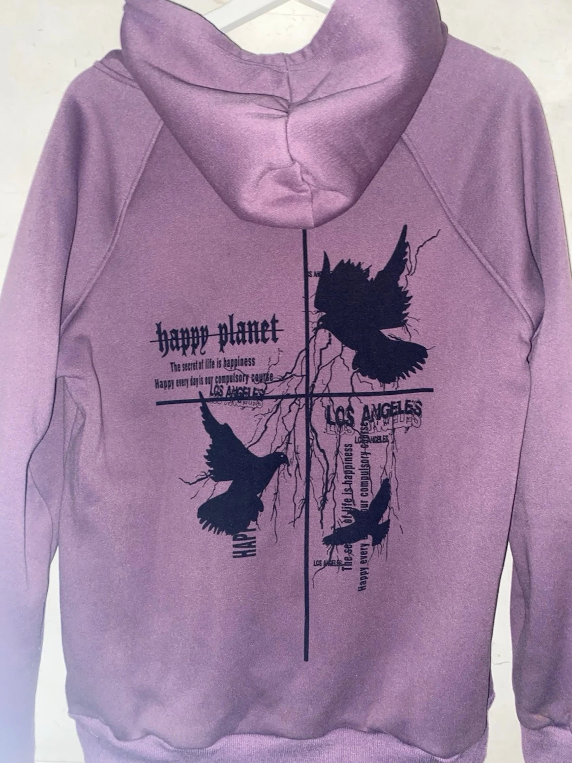 Lila hoodie med tryck - 3