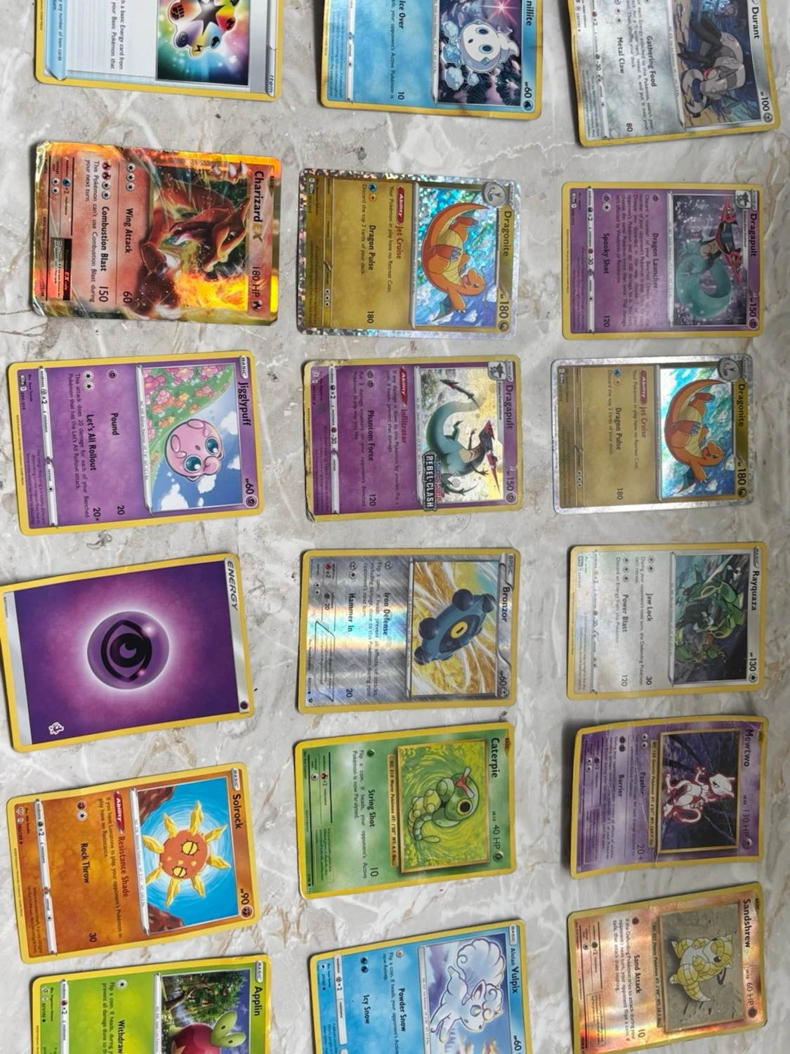 Samling Pokémonkort blandade typer