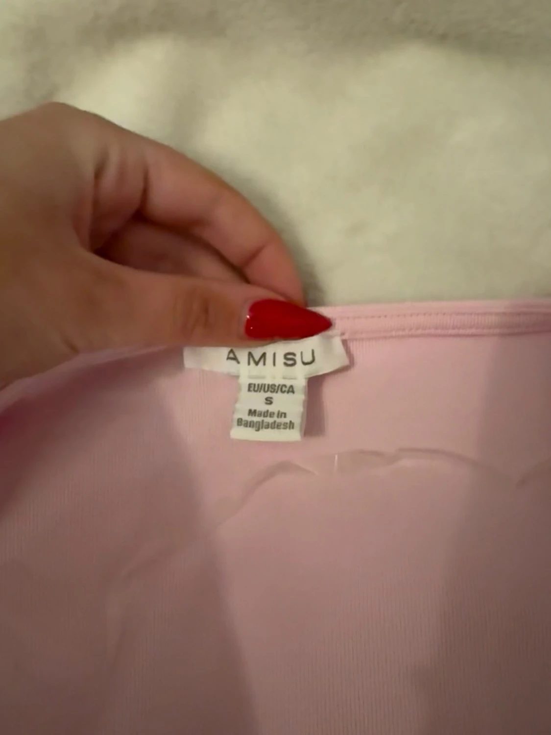 Ljusrosa croppad topp med fyrkantig ringning - 4