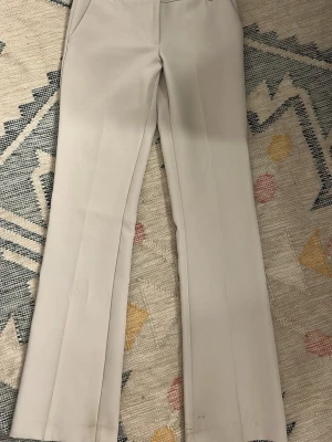 Beige kostymbyxa från bikbok st 34 - Snygga beige kostymbyxor med raka ben. Byxorna är från bikbok och jag säljer för jag inte använder dem mer. Jag är 170 o de sitter perfekt.