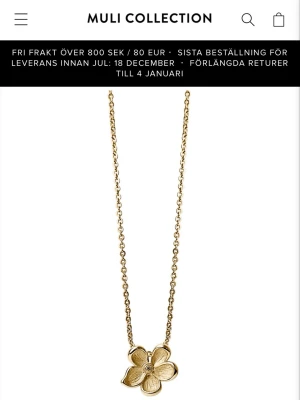 Guldigt blom-halsband från Muli Collection - Snyggt halsband i guldton från Muli Collection med ett detaljrikt blomformat hänge. Kedjan är tunn och elegant, och blomman har en mjuk, organisk form som ger en stilren och trendig look. Perfekt för dig som gillar minimalistiska accessoarer med en twist.