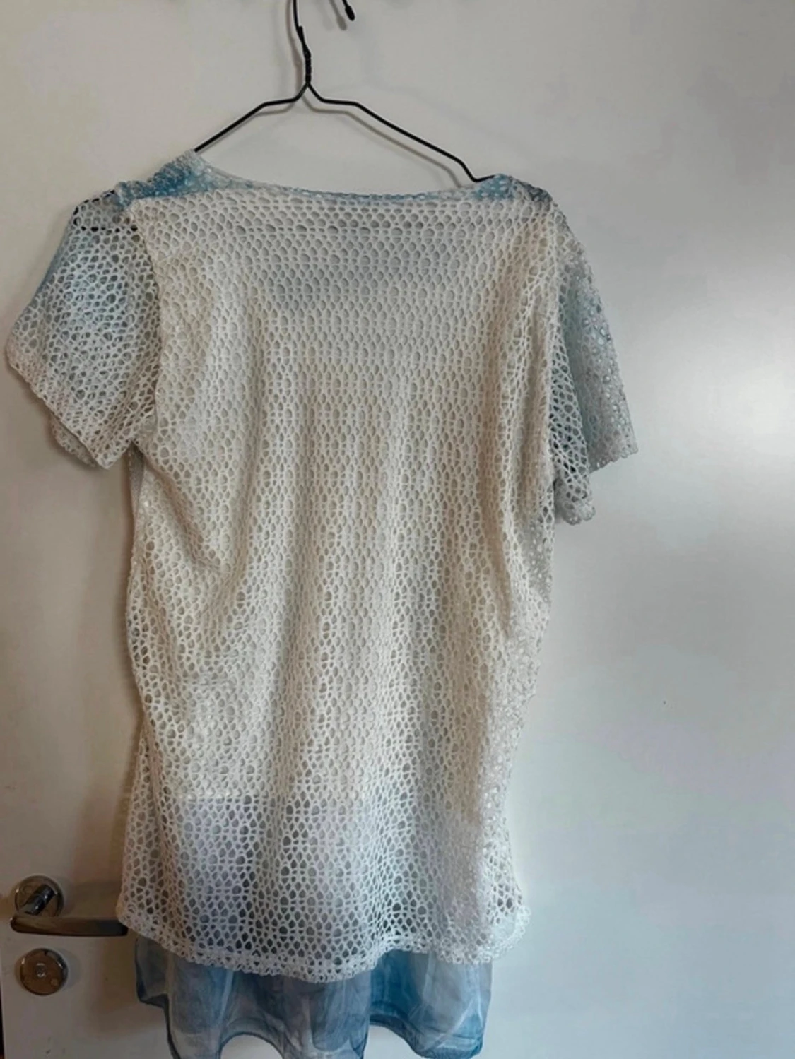 Vit mesh strandtunika med fjärilar - 1