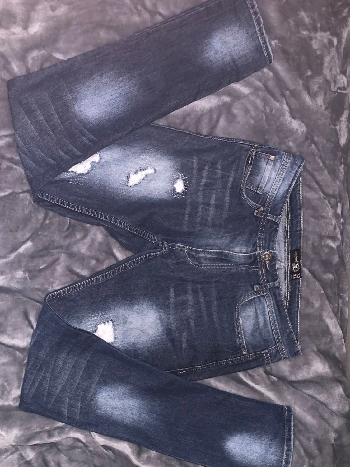 vintage mörkblå slim fit jeans