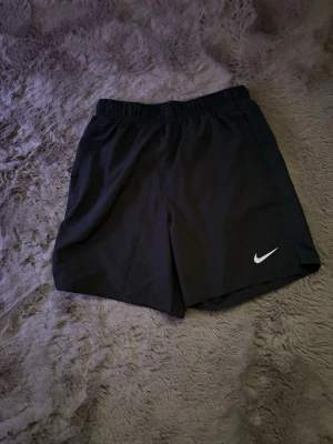 Svarta träningsshorts från Nike - Snygga svarta träningsshorts från Nike med elastisk midja och klassisk vit logga på benet. Perfekta för gymmet eller löprundan, tillverkade i lätt och snabbtorkande material för maximal komfort.
