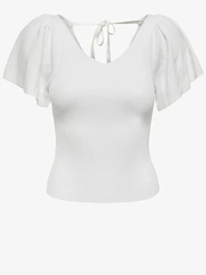 Ribbad topp från ONLY  - Väldigt fin ribbad topp från ONLY enbart använd en gång och har inga defekter! Med fin detalj som man knyter bak i nacken/ryggen med puffiga ärmar. Hör av er vid funderingar❤️