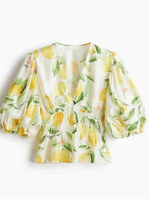 Citronmönstrad blus - Super söt blus från HM, använd ca 1 gång (ny skick)🩷