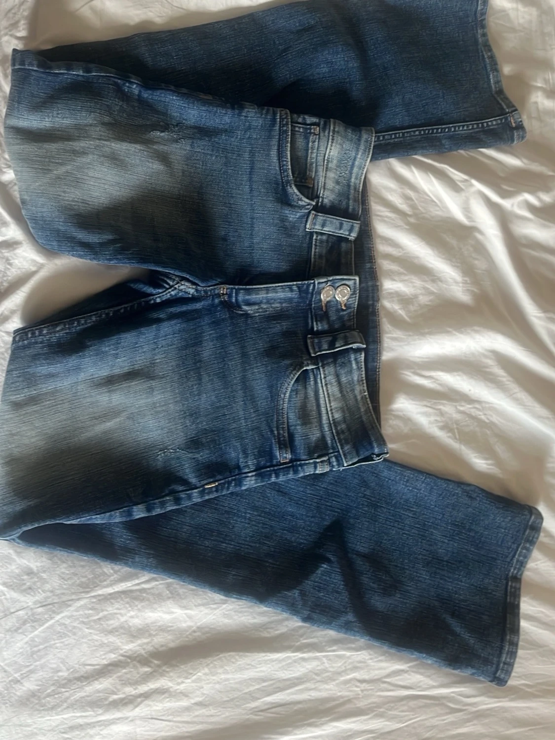 Blå bootcut jeans med låg midja - 3