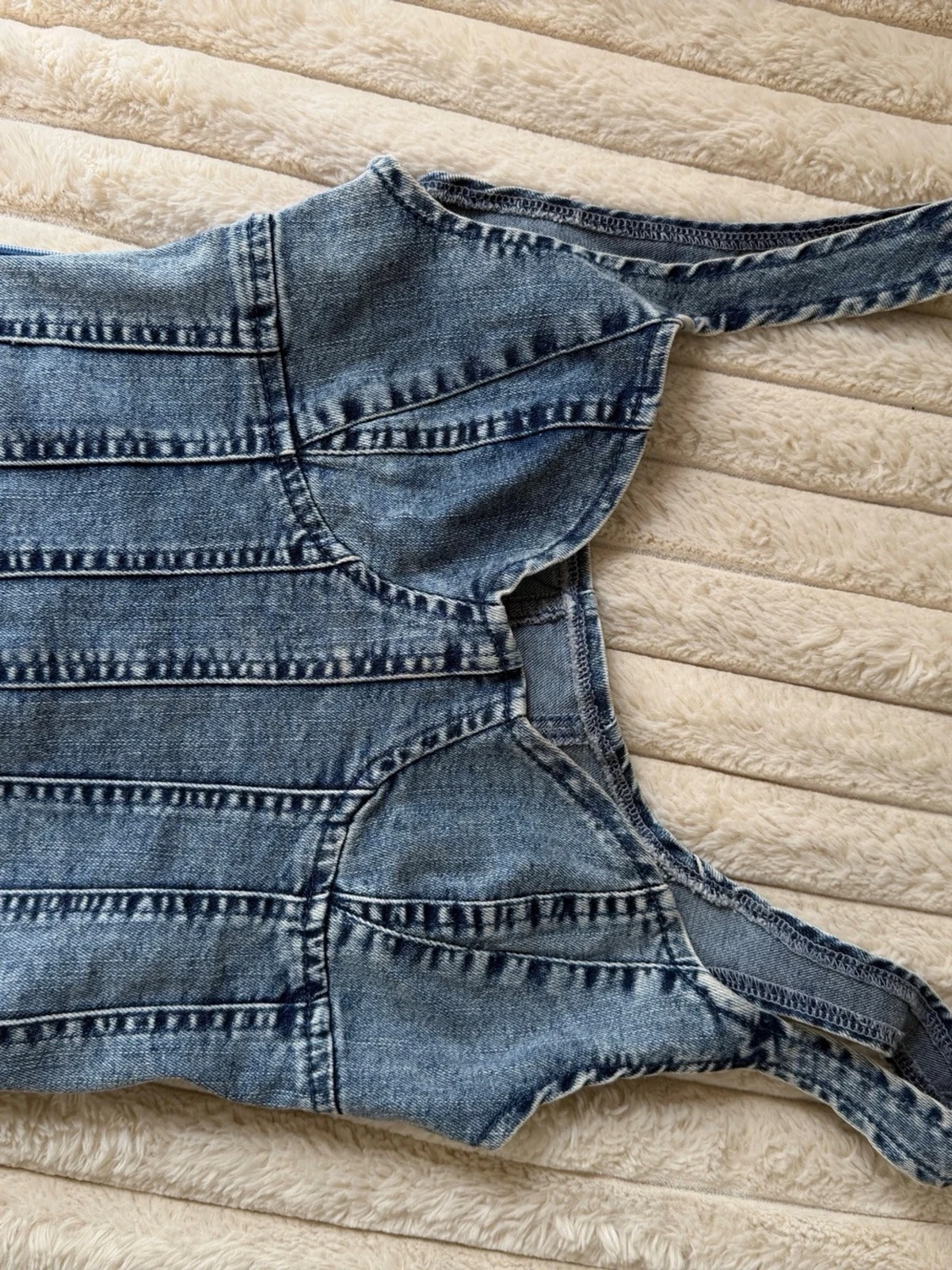 Blå denim korsettopp med sömmar - 1