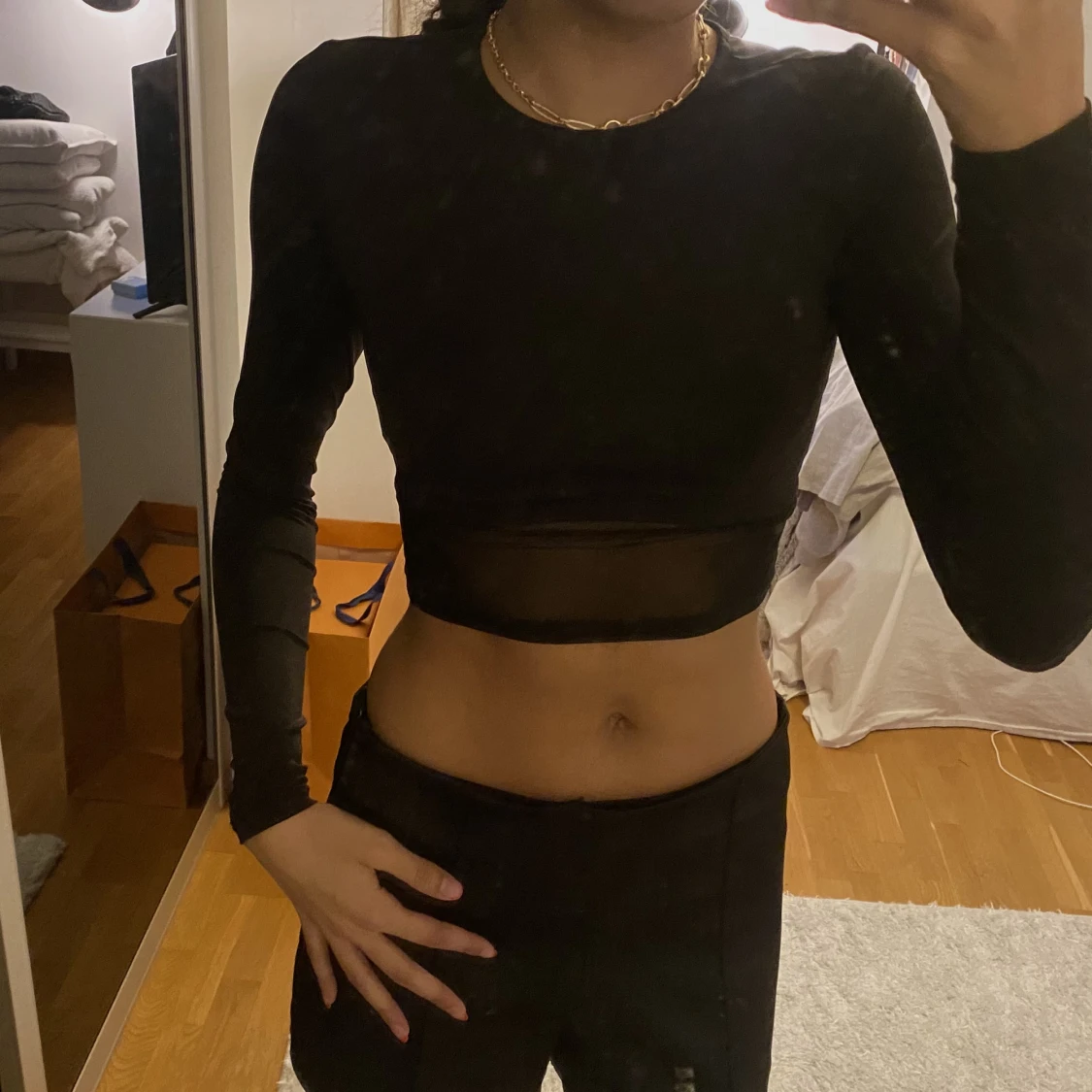 Svart mesh topp - 90