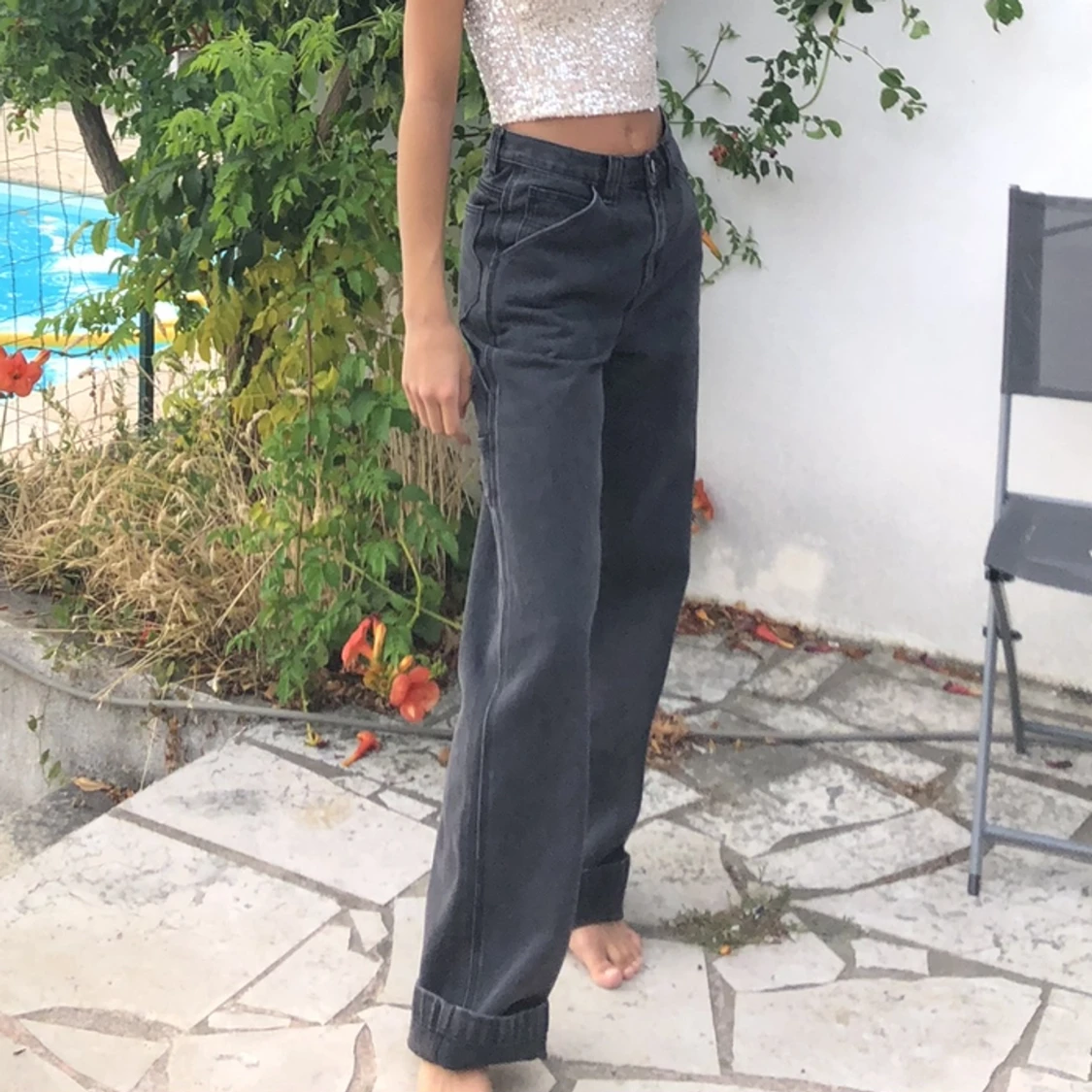 Mörkgrå jeans  - 90