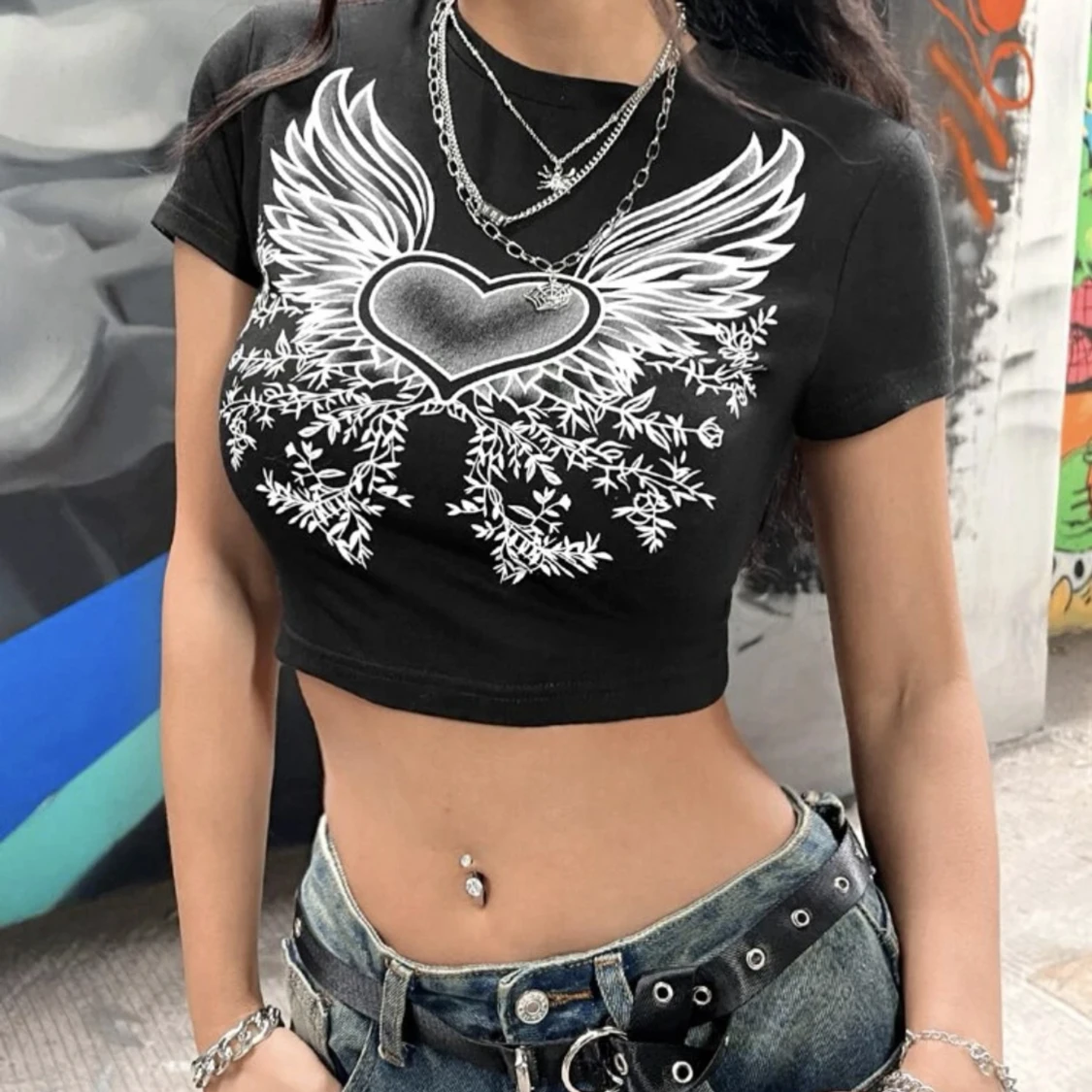 Y2k svart topp/tröja - 90