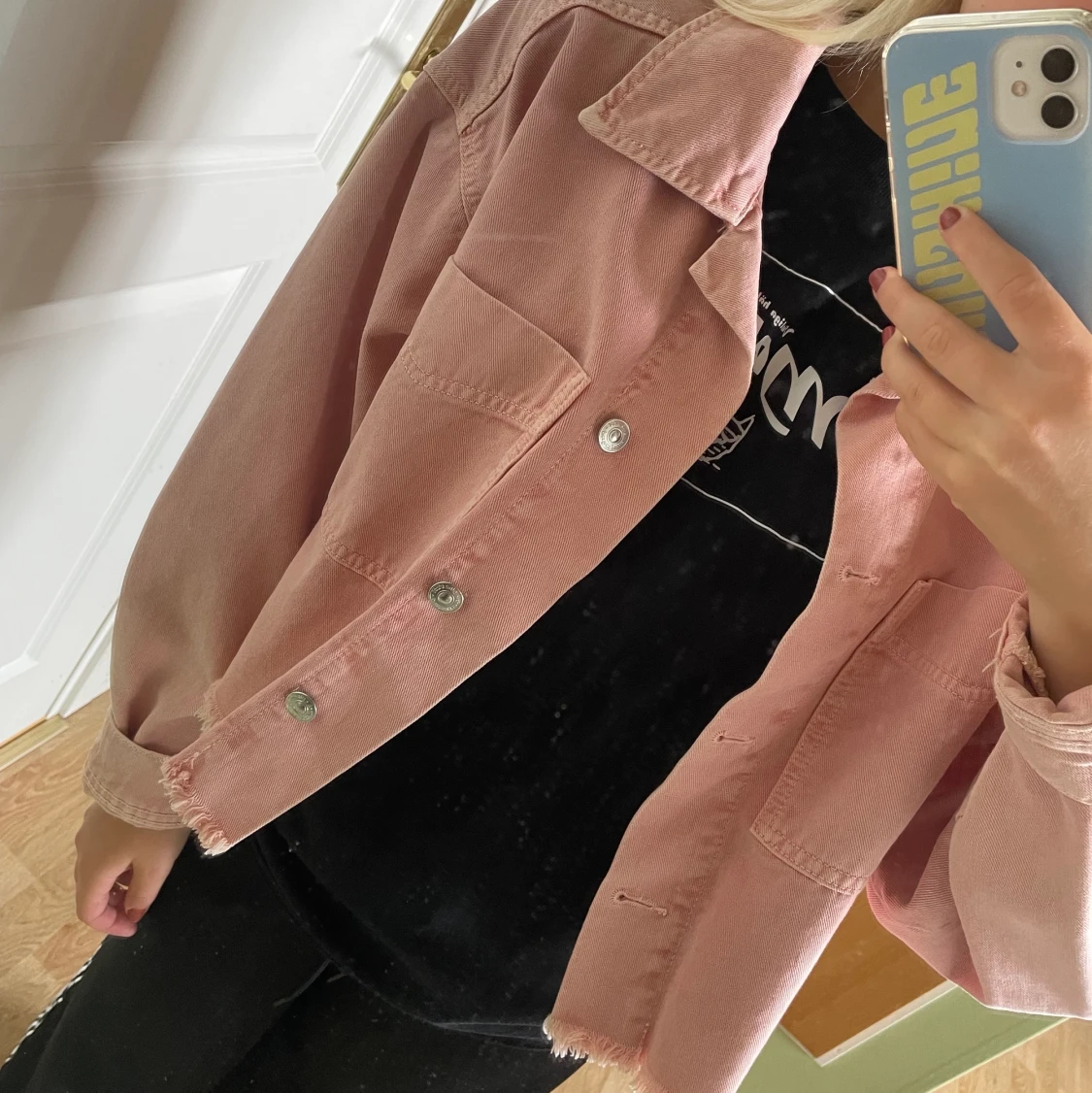 Rosa boxig jeansjacka - 90