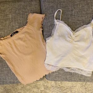 Söta toppar - Två söta toppar till våren i strl xs. Vitt linne och rosa topp. 