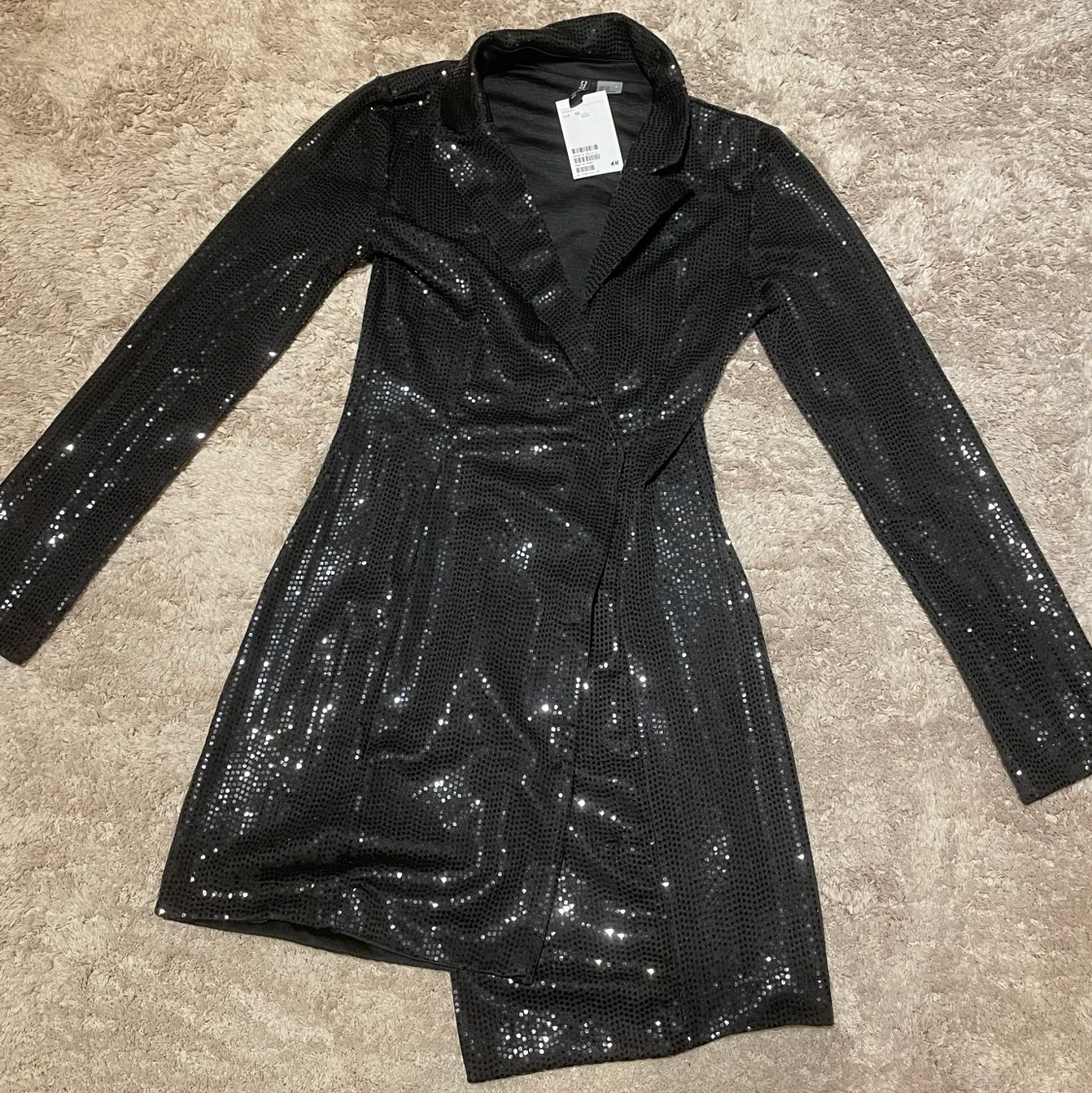 H&M glitter blazer klänning XS
