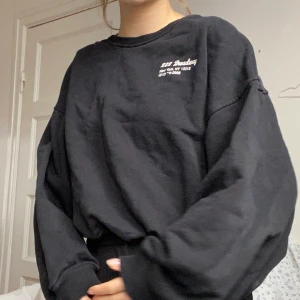 Svart sweatshirt  - Svart sweatshirt i kroppad modell från Zara. Köpt i stl M men passar även xs/s. Snyggt oversized med cool rygg