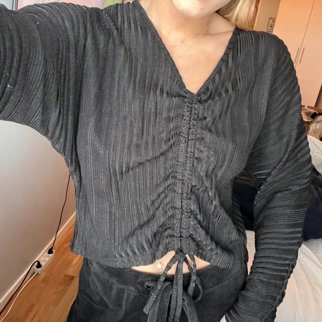 Svart justerbar stickad tröja - 91