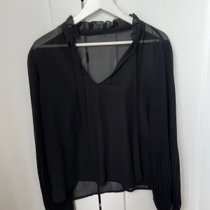 Blus från zara  - En svart genomskinlig blus från zara med fina detaljer. Går både att ha fram och bak beroende på vilken look man vill ha.